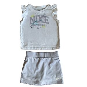 Nike White Graphic Tee with Lilac Skort 2 Piece Set Baby Girls size 12M